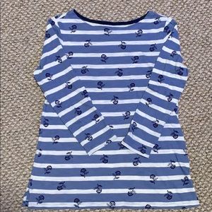 Old Navy Blue/White Striped/Floral Top. XS. EUC